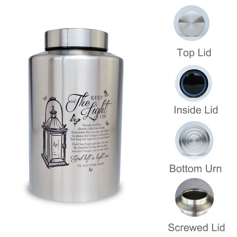 Mianachilu Large Urns for Adult Male Female Ashes  Up to 220 lbs Decorative Cremation Lamp Urn for Human Ashes(Keep The Light On) - Image 4